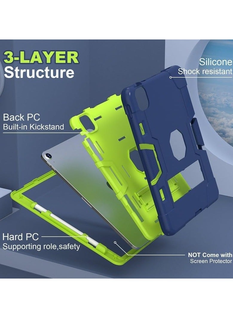 VKL Case for IPad Air 11 Inch M2 2024 Released,with Pencil Holder and Kickstand, EVA Heavy Duty Shockproof Protective Cover (Navy Blue+Qlivine) - Image 3