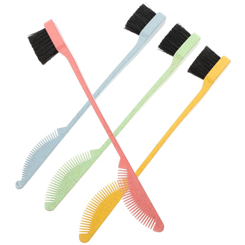 Dual Ended Eyebrow And Eyelash Brush Set 4Pcs Multi Color Brow Grooming Combs - Image 2