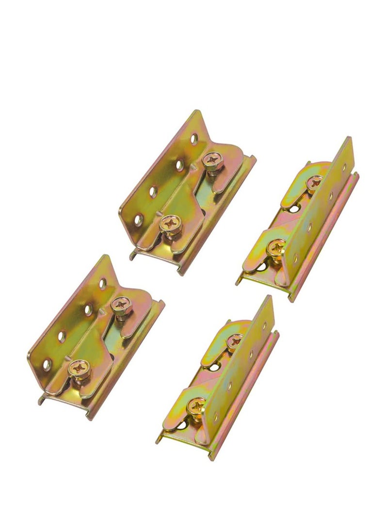 Bed Rail Brackets, Set of 4 Bed Rail Fittings, Heavy Duty Non Mortise, Bed Frame Bed Post Double Hook Slot BracketScrews Included  - Image 1