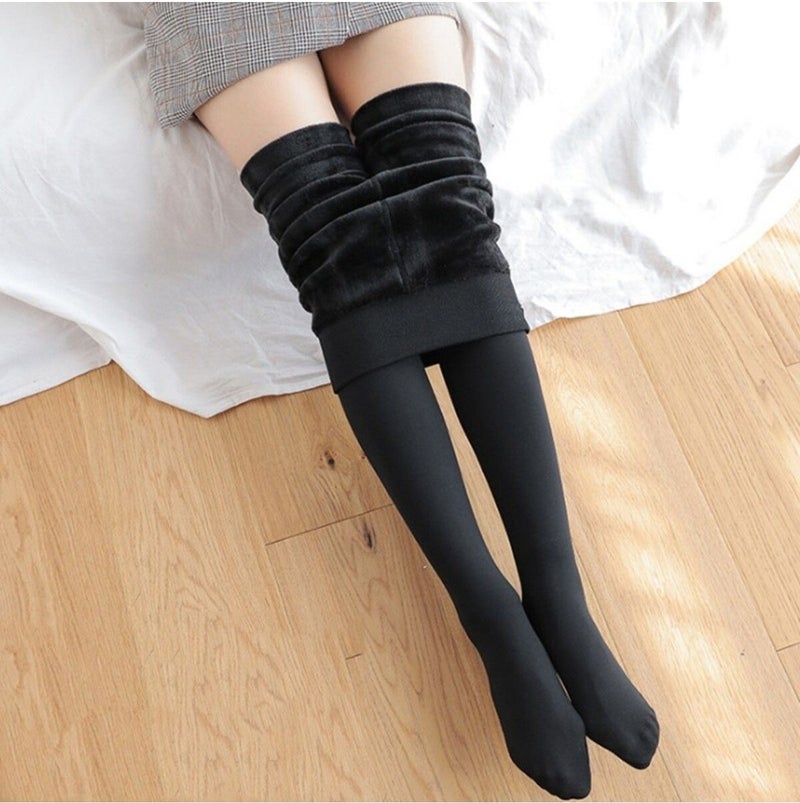 SweetSauna Winter Women's Corset Socks with Fleece Inner Leg, Hip and Lower Abdomen Enhancer  - Image 1