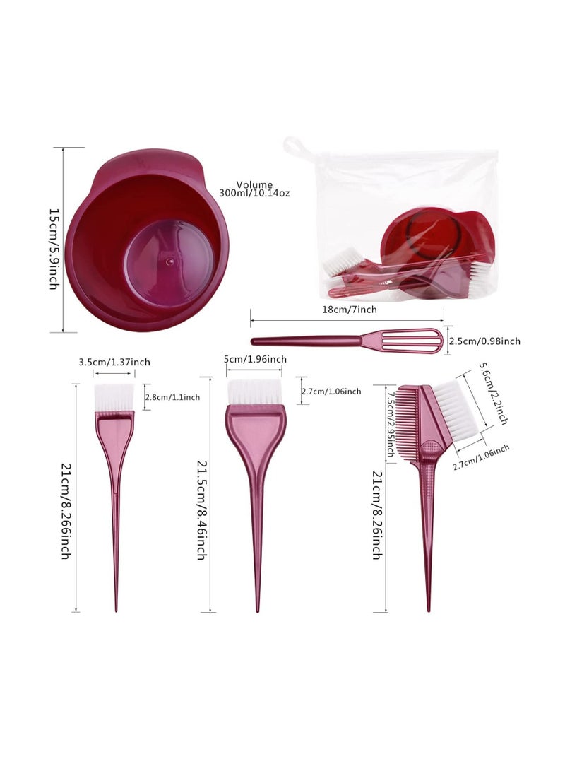 نيبمينينت مجموعة صبغ الشعر ، الفاخرة في الصالون 5 عبوات من فرشاة تلوين ومجموعة وعاء لصبغ بنفسك والتبييض و 3 لوضع لون ومضرب واحد ووعاء لخلط الألوان (أحمر - Image 3