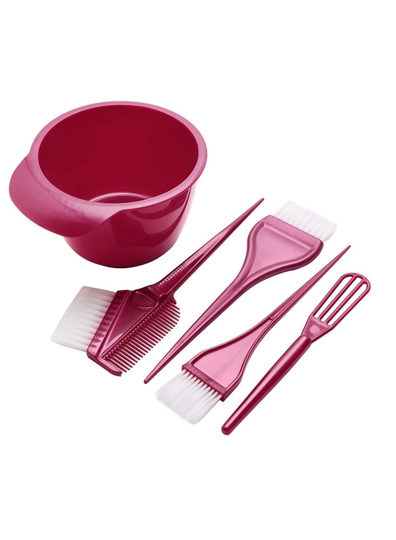 نيبمينينت مجموعة صبغ الشعر ، الفاخرة في الصالون 5 عبوات من فرشاة تلوين ومجموعة وعاء لصبغ بنفسك والتبييض و 3 لوضع لون ومضرب واحد ووعاء لخلط الألوان (أحمر - Image 5