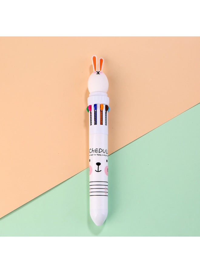 Autonomy Creative Stationery Ten Color Ballpoint Pen Cartoon Student Color Hand Account Pen Girl Heart Multi-color Press Ballpoint Pen - Image 1