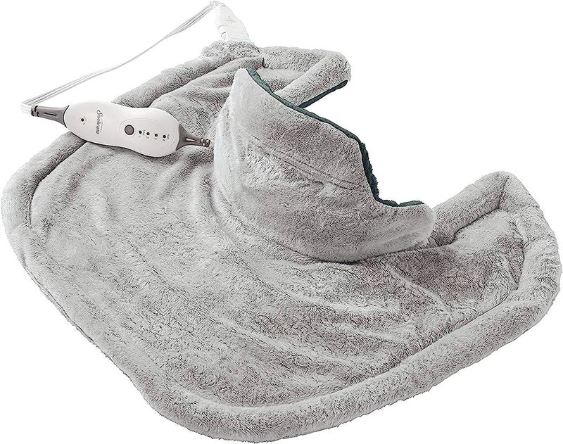 Sunbeam Contoured Heating Pad for Neck & Shoulder Pain Relief with Auto Shut Off Moist Heating Option 22 x 19 Grey - Image 3