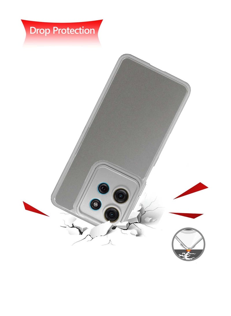 Wtech Motorola Moto G75 5G 2024 Hybrid Silicone with Translucent Back Protective Lens Shield Case Cover - Grey - Image 4