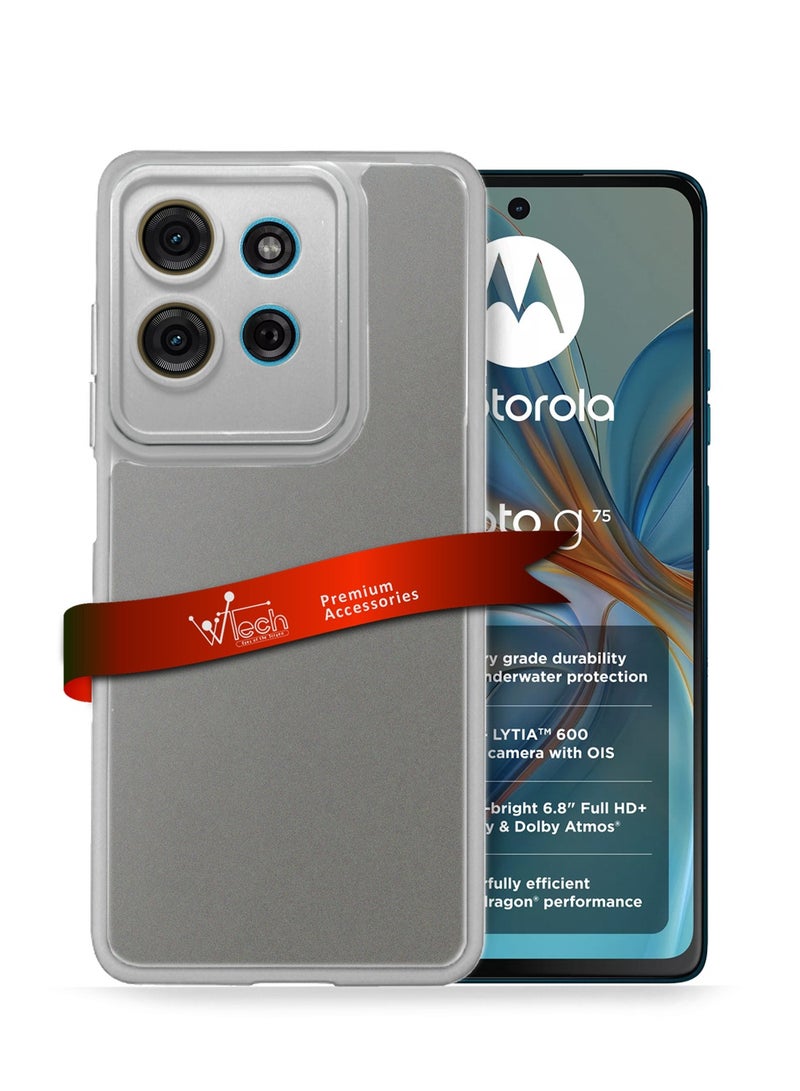 Wtech Motorola Moto G75 5G 2024 Hybrid Silicone with Translucent Back Protective Lens Shield Case Cover - Grey - Image 1