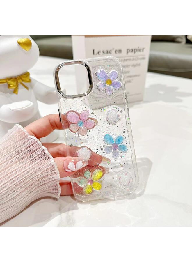 Zaboon Case For iPhone 12 3D Flower Glitter Epoxy TPU Phone Case - Image 2