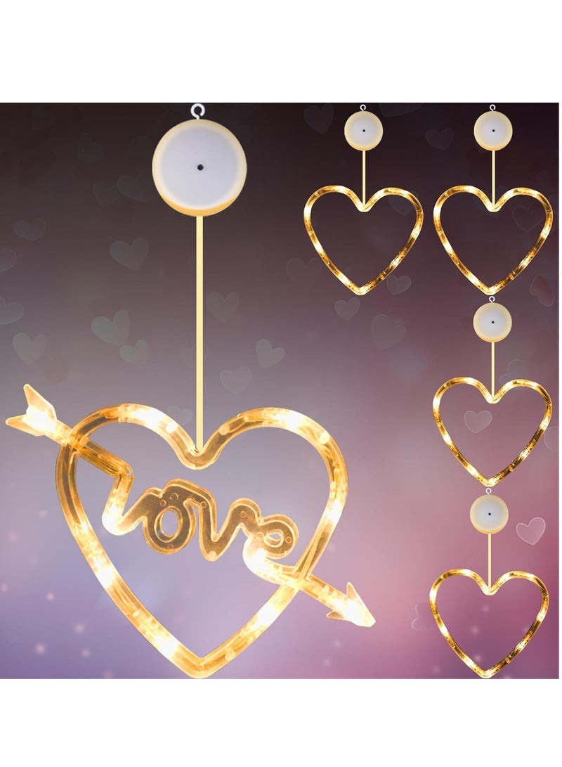 SYOSI 5 Pack Va len tine's Day Window Lights Decorations LED Heart Shaped Hanging Silhouette Light with Suction Cup and Hook Battery Operated LED Curtain Lights for Indoor Home Office Bedroom Wall Glass - Image 1