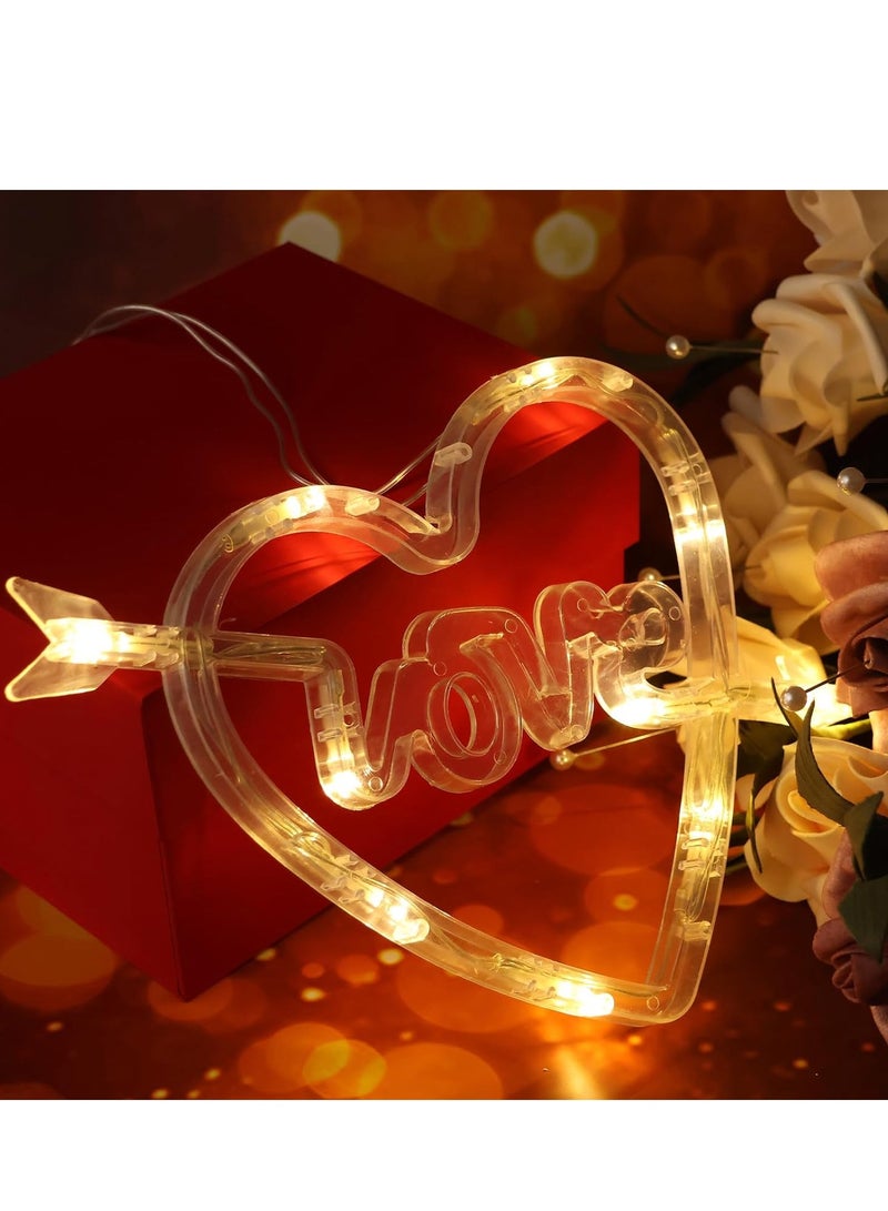 SYOSI 5 Pack Va len tine's Day Window Lights Decorations LED Heart Shaped Hanging Silhouette Light with Suction Cup and Hook Battery Operated LED Curtain Lights for Indoor Home Office Bedroom Wall Glass - Image 2