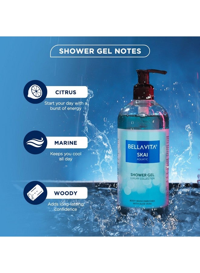 Bella Vita Luxury Skai Aquatic | Long Lasting EDC 100ml Pefume & Shower Gel 500ml for Men and Women | Fresh, Hydrating, Softer Skin and Deep Cleansing - Image 4