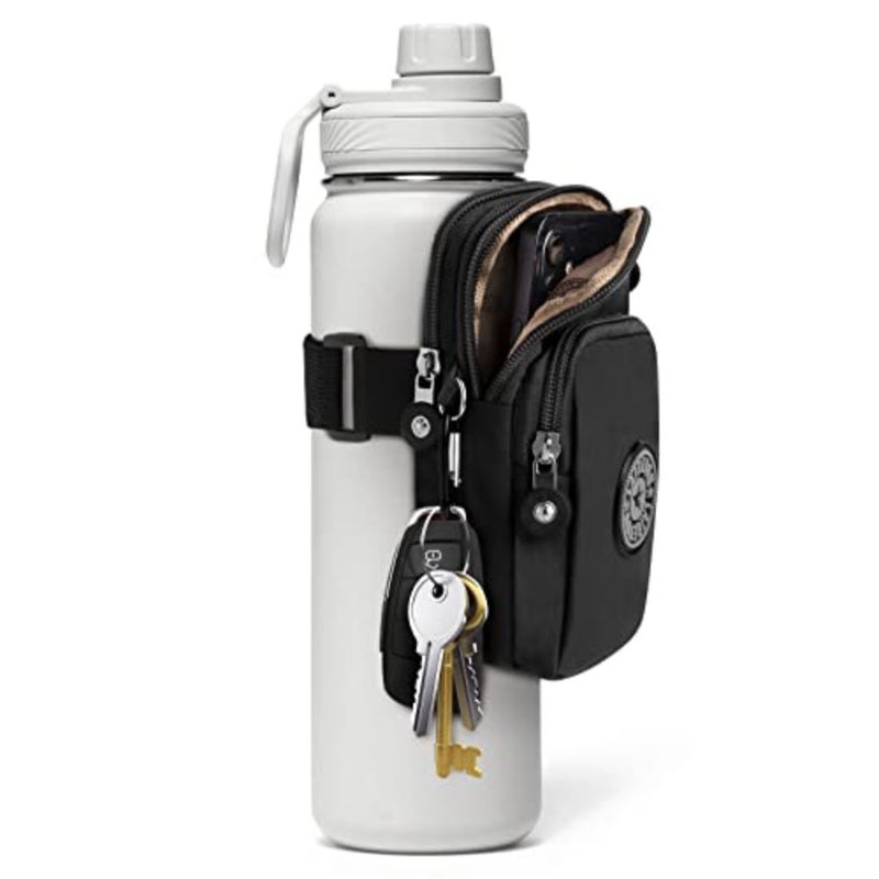 Gym Water Caddy with Phone Holder, Water Bottle Sleeve Bag with Pocket for Cards, Keys, Wallet, Gym Bottle Accessories for Men Women - Image 1