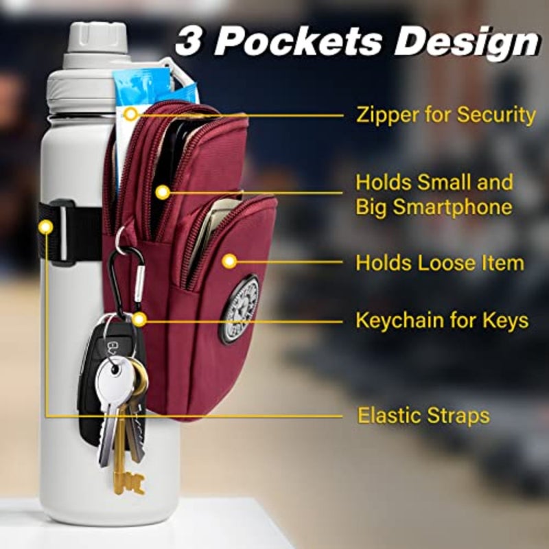 Gym Water Caddy with Phone Holder, Water Bottle Sleeve Bag with Pocket for Cards, Keys, Wallet, Gym Bottle Accessories for Men Women - Image 2