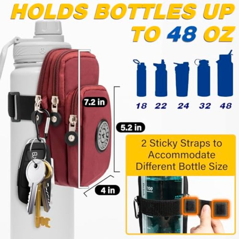 Gym Water Caddy with Phone Holder, Water Bottle Sleeve Bag with Pocket for Cards, Keys, Wallet, Gym Bottle Accessories for Men Women - Image 4
