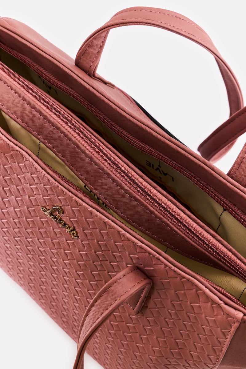 Lavie حقيبة توت نسائية بشعار العلامة التجارية، وردي فاتح - Image 3