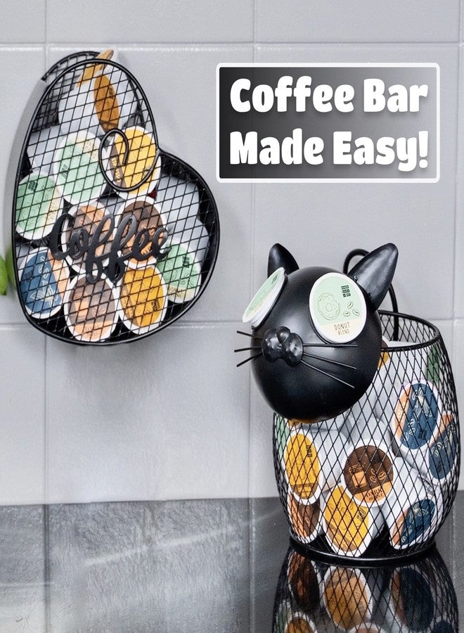Made Easy Kit Cat Coffee Pod Holder Basket - Metal K-Cup Organizer for Countertop Coffee Bar - Cute Kitchen Décor Storage for Keurig Pods, Creamers & Capsules (25 Pod Capacity) - Image 5