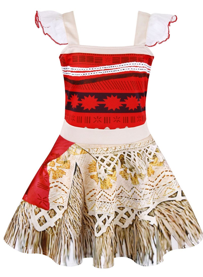 Muababy Moana Girls Adventure Outfit Cosplay Costume Skirt Set - Image 1