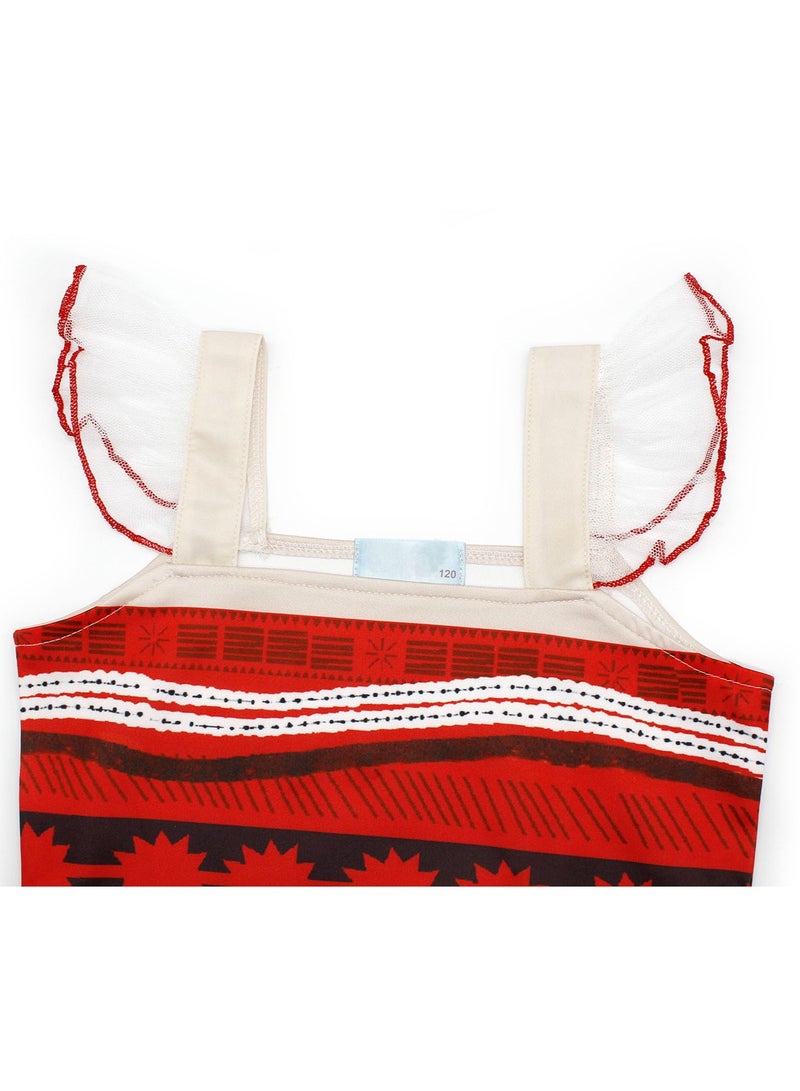 Muababy Moana Girls Adventure Outfit Cosplay Costume Skirt Set - Image 4