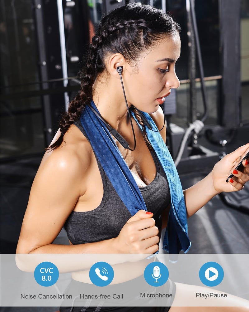 NANAMI Earbuds, Update Bluetooth Wireless Headphones, IPX7 Waterproof, in-Ear Earphones with Mic, Magnetic Neckband, HiFi Stereo Deep Bass Noise Cancellation Headsets,18 Hours Playtime for Gym,Sports - Image 5