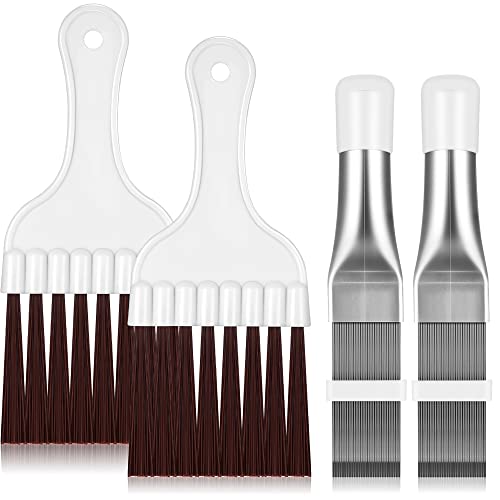 Boao Air Conditioner Condenser Fin Comb Fin Cleaning Brush Air Conditioner Coil Cleaner Refrigerator Coil Cleaning Whisk Brush Evaporator Radiator Repair Tool4 Pieces