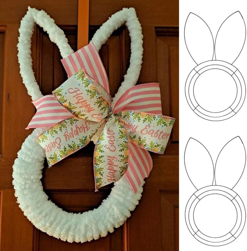 Easter Wreath Form 2pcs Durable Metal Wire Reusable Design Rabbit Wreath Frame - Cute Rabbit Shape DIY Craft-Friendly Wire Wreath Frame for Easter Home Decor Indoor Outdoor Garden Gatherings - Image 2