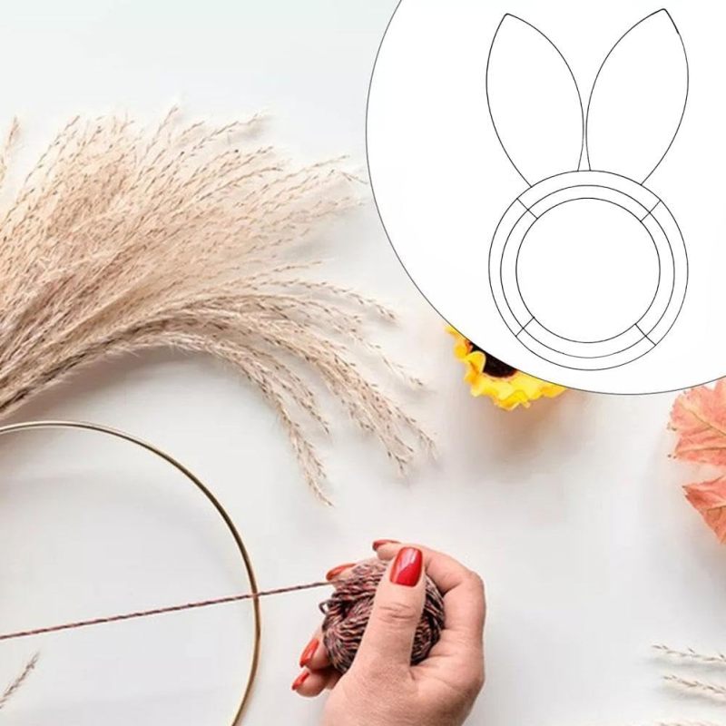 Easter Wreath Form 2pcs Durable Metal Wire Reusable Design Rabbit Wreath Frame - Cute Rabbit Shape DIY Craft-Friendly Wire Wreath Frame for Easter Home Decor Indoor Outdoor Garden Gatherings - Image 4