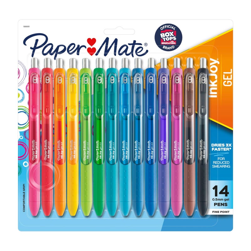 Paper Mate أقلام بيبر ميت إنك جوي، أقلام جل، نقطة رفيعة (0.5 مم)، متنوعة، 14 قطعة - Image 1