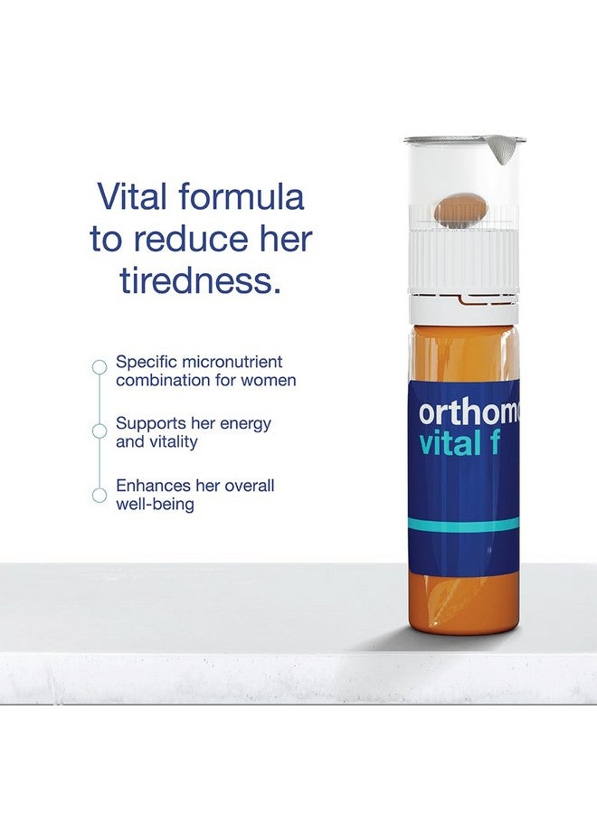 Orthomol أورثومول فيتال F زجاجة للنساء، مكمل فيتامين لمدة 30 يومًا - طاقة يومية، تقليل التعب ودعم الحيوية مع فيتامينات A و B و C و D و E و K وأوميغا-3 واليود - Image 2