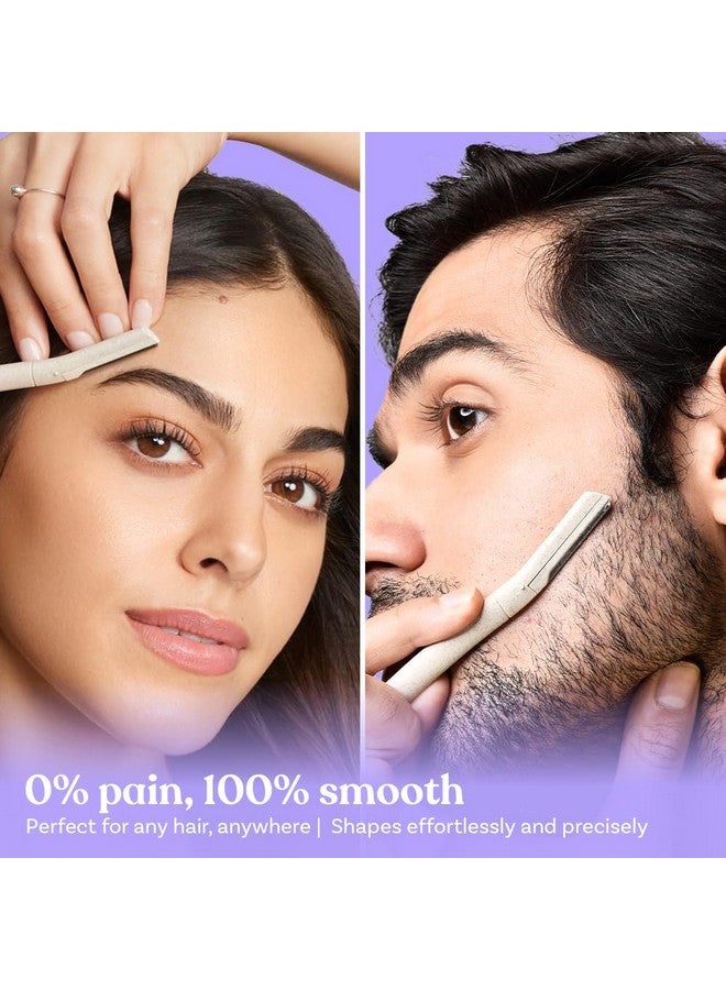 Reusable & Biodegradable Face & Eyebrow Razors For Women - 3 | Instant Glow & Painless Hair Removal | For Eyebrows, Upper Lip, Chin, Peach Fuzz, Forehead, Unibrow, Sideburns | Dermaplaning Tool | Korean Skincare| Safe For All Skin Types