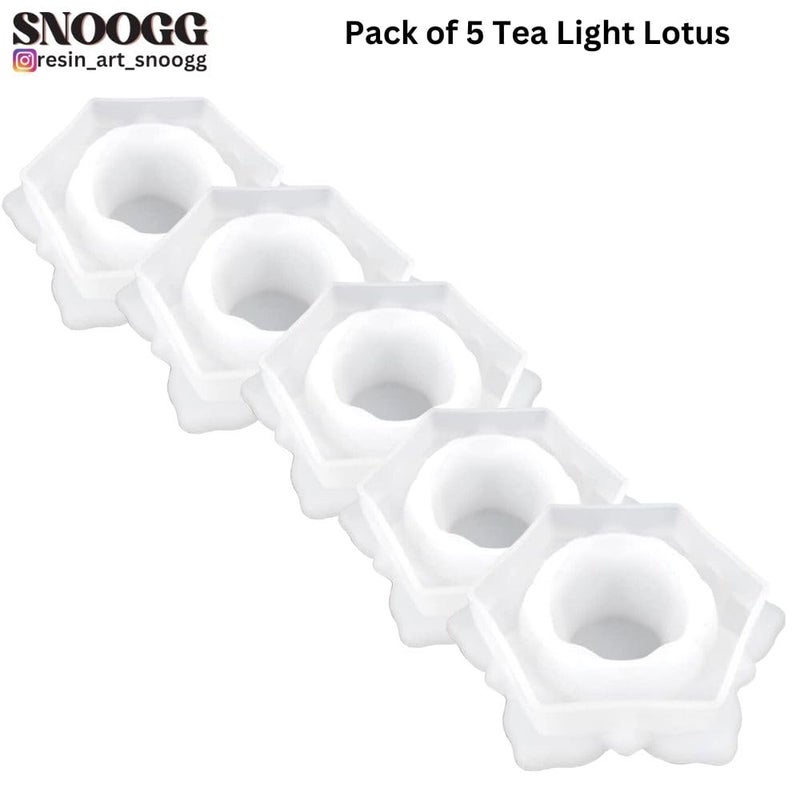 Snoogg SNOOGG Pack of 5 Piece of Tea Light Lotus Mould Epoxy Resin Casting Moulds for Making and DY for Lighting Decoration, Corporate Gifts, Home Decor and Festival Like Diwali, Christmas or Eid  - Image 2