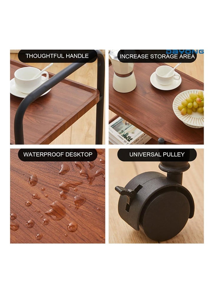 keke Side Table with Rolling Wheels, Hand Cart Bedside Table,Small Coffee Table for Living - Image 3