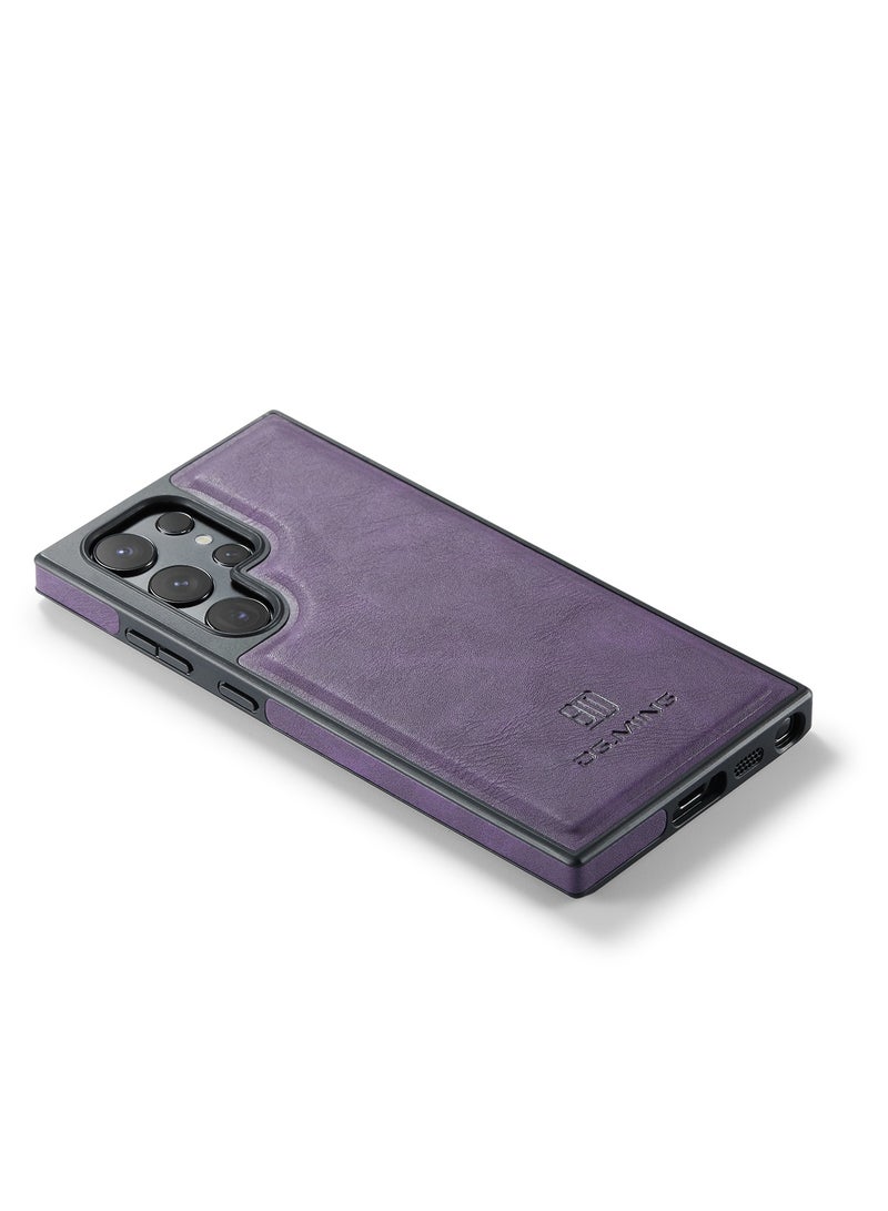 DGMING Case Cover Premium Leather Back with Logo CutOut Shockproof Compatible with Samsung Galaxy S25 Ultra (Purple) - Image 3