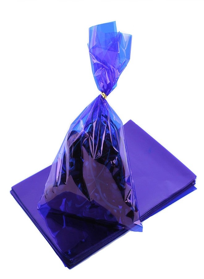 GAKA Blue Clear Treat Bags,Candy Plastic Cellophane Bags with Ties,Pack of 50(6 x 9 inches - Image 1