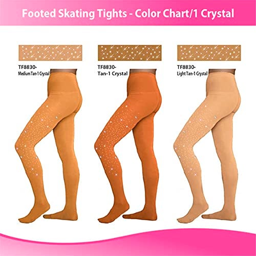ChloeNoel Figure Skating Light Tan Footed Tights TF8830 w/Crystals Light Tan Adult Medium - Image 4