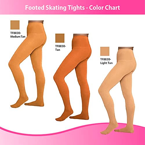 ChloeNoel Figure Skating Light Tan Footed Tights TF8830 w/Crystals Light Tan Adult Medium - Image 3
