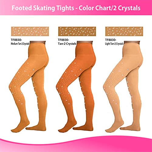 ChloeNoel Figure Skating Light Tan Footed Tights TF8830 w/Crystals Light Tan Adult Medium - Image 5