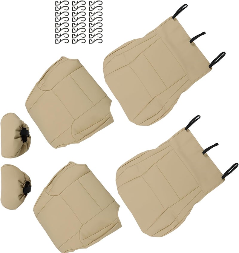 Sand resistant Silscvtt 6 PCS Beige Artificial Leather Seat Cover Front Driver and Passenger Side Bottom and Top Lean Back with Headrest Cover Replacement for 4Runner 1996-2002 Global easy assemble picks - Image 1