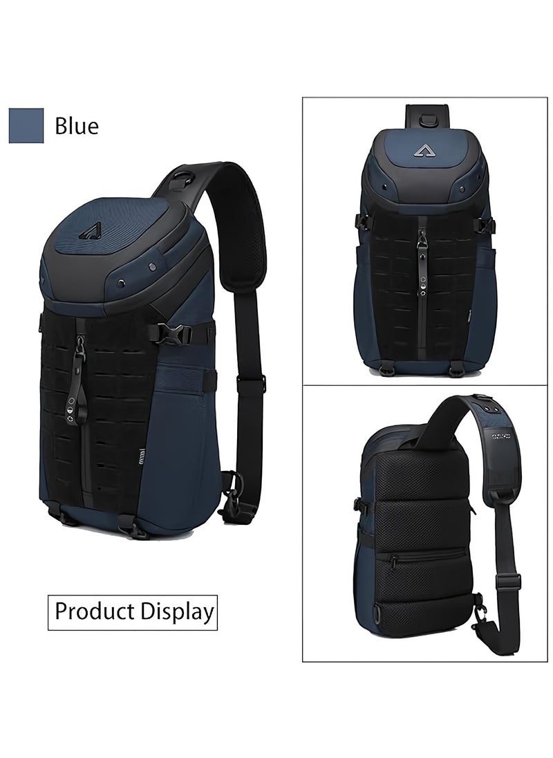OZUKO - Crossbody Sling Bag, Large Capacity Men Shoulder Bag, Anti Theft Long Lasting Crossbody Backpack, Anti Scratch Tactical Waterproof Messenger Bag For Outdoor, (1pc, Blue) - Image 1