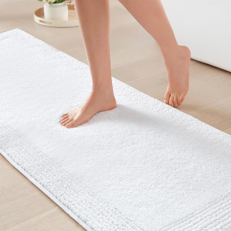 madison park Signature Splendor Reversible 100% Cotton Tufted Bathroom Rug-3000 GSM Hotel Quality Luxurious Plush High Pile Bath Mat Absorbent, Quick Dry, Shower Room Décor, 24x72, White - Image 1