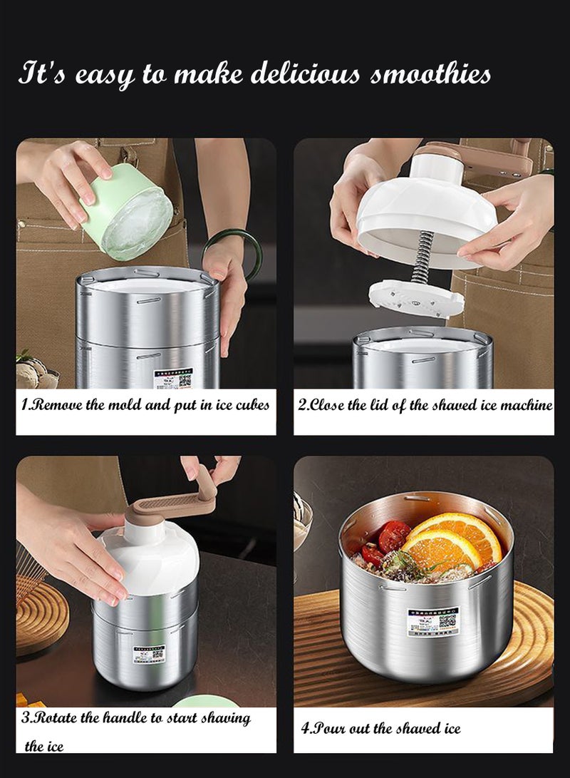 Stainless steel shaved ice machine small household manual ice crusher hand crank smoothie machine  - Image 4