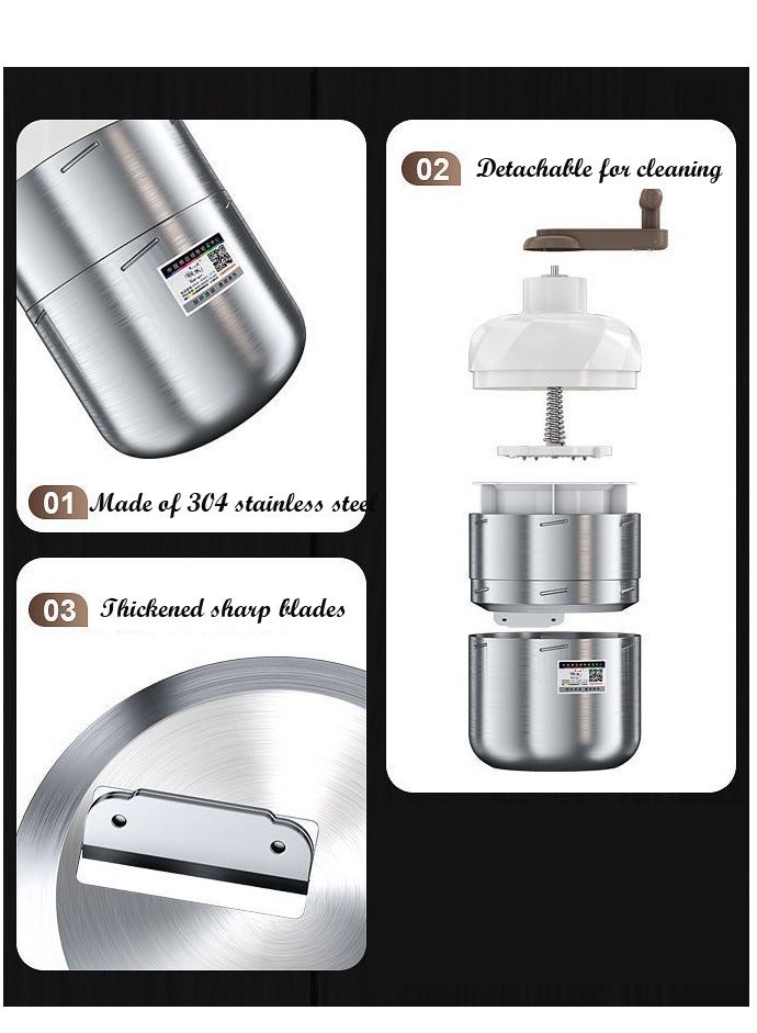 Stainless steel shaved ice machine small household manual ice crusher hand crank smoothie machine  - Image 5