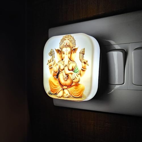 HOARD Polycarbonate Devine Series Night Lamp | Lord Ganesha Blessings 0.5W LED Plug-in Night Lamp for Pooja Room, White - Image 1