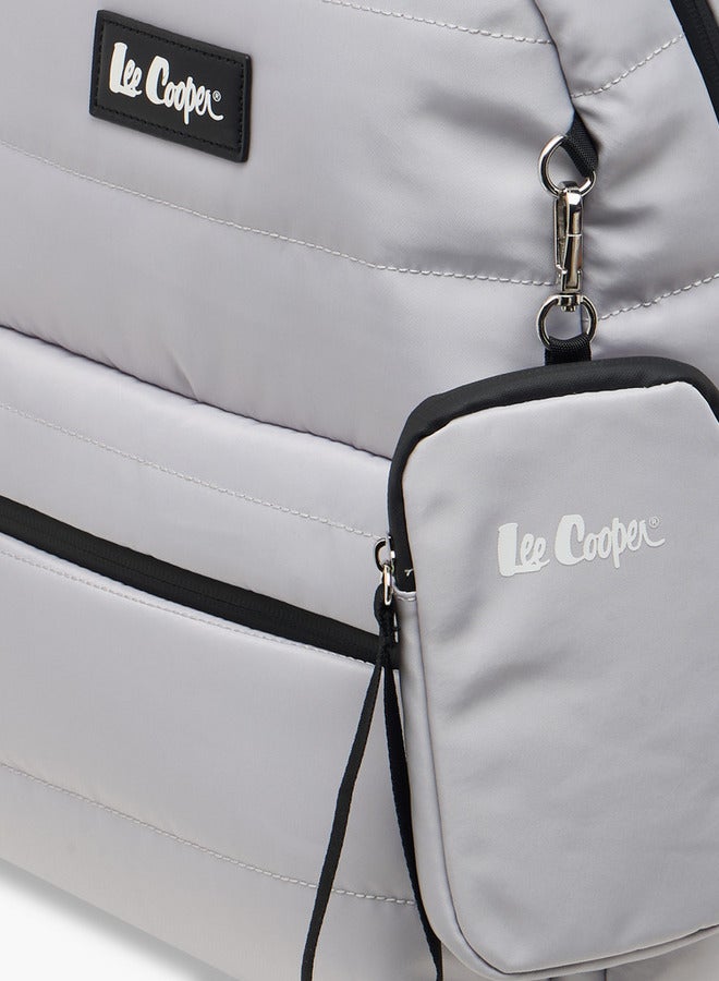 Lee Cooper Solid School Backpack with Zip Closure and Pouch - 31x14x42 cm  - Image 5