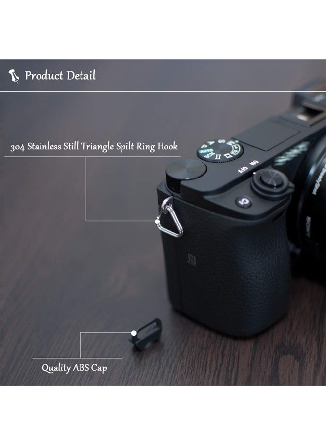 VKO Lug Ring Camera Strap Triangle Split Ring Hook Plastic Cap Compatible with All Brand D-SLR Rangefinder Mirrorless Camera W/Round Eyelet(2 Pair) - Image 1