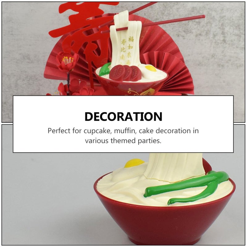 2Pcs Plastic Longevity Noodle Cake Toppers For Grandparents Birthday Party Decorations Random Color - Image 5