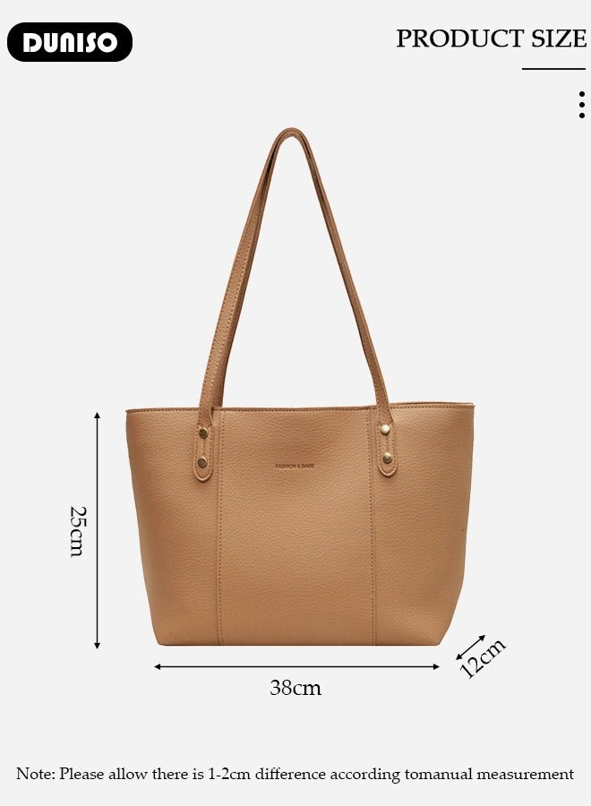 DUNISO Women's Shoulder Tote Bag Faux Leather Handbag for Women Large Capacity Messenger Bag, Fashionable Travel Shoulder Bag for Ladies Girls College Students - Image 4