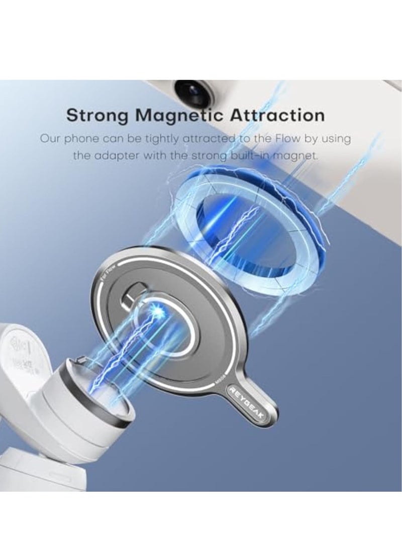 Zikra Magnetic Phone Tripod Adapter, Gimbal Magnetic Adapter Base, for Insta360 Flow Pro/Flow, Aluminum Alloy Magnetic Adapter, for Magsafe iPhone, Quick Release Mount with Magnet Ring - Image 2