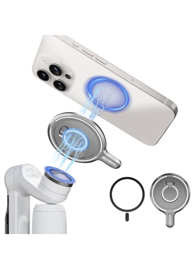 Zikra Magnetic Phone Tripod Adapter, Gimbal Magnetic Adapter Base, for Insta360 Flow Pro/Flow, Aluminum Alloy Magnetic Adapter, for Magsafe iPhone, Quick Release Mount with Magnet Ring - Image 1