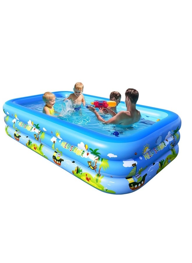 GGEROU Inflatable Swimming Pools,Adult Thickened Family Swimming Pool,Toddler Swimming Pool,Swimming Pool with Built-in Removable Air Pump, 150x100x56cm  - Image 1