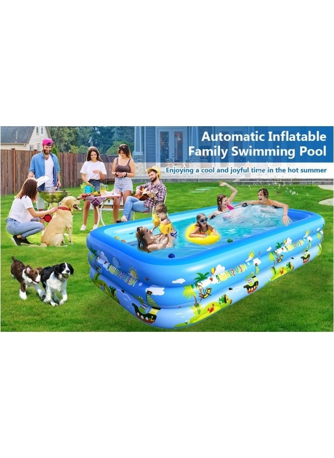 GGEROU Inflatable Swimming Pools,Adult Thickened Family Swimming Pool,Toddler Swimming Pool,Swimming Pool with Built-in Removable Air Pump, 150x100x56cm  - Image 3