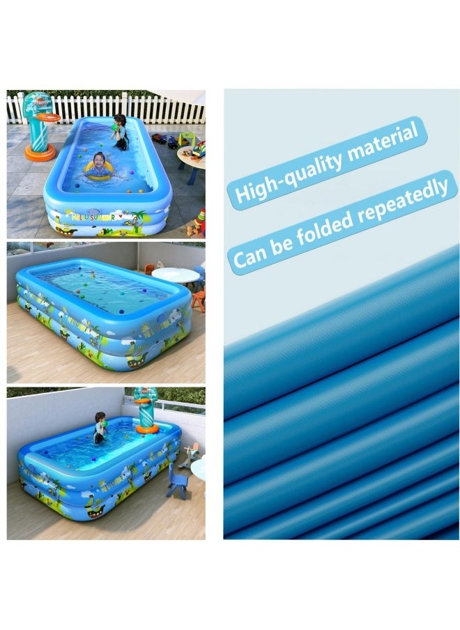 GGEROU Inflatable Swimming Pools,Adult Thickened Family Swimming Pool,Toddler Swimming Pool,Swimming Pool with Built-in Removable Air Pump, 150x100x56cm  - Image 4